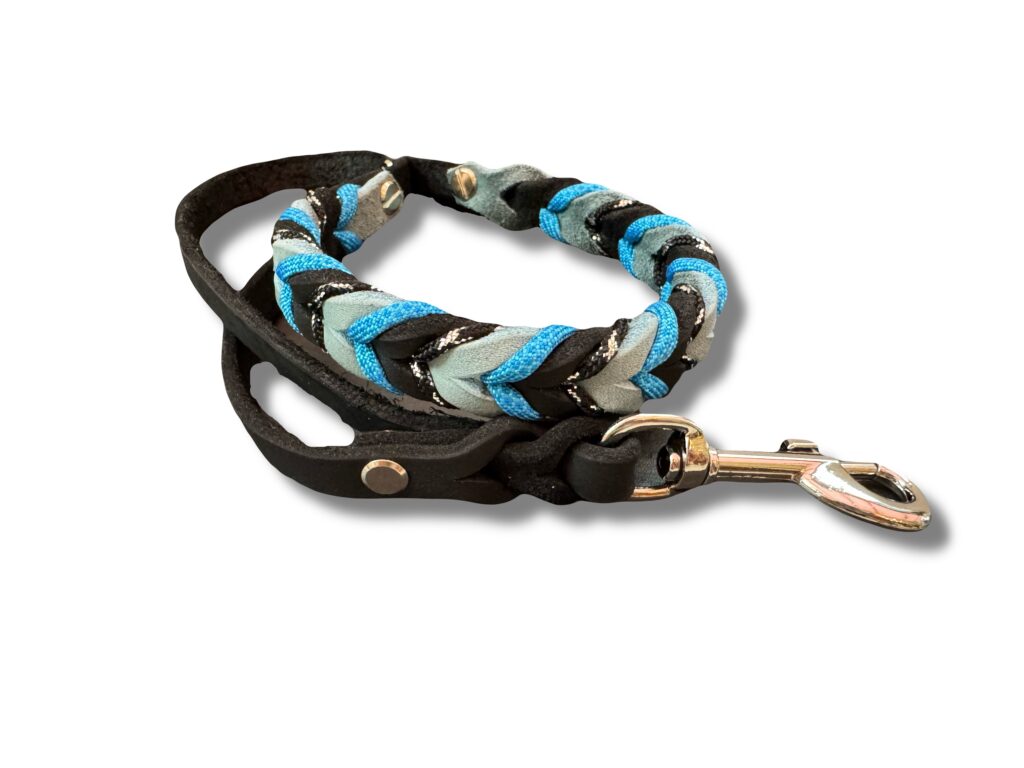 handgefertigte Hundeleine Frieda&Me blau schwarz