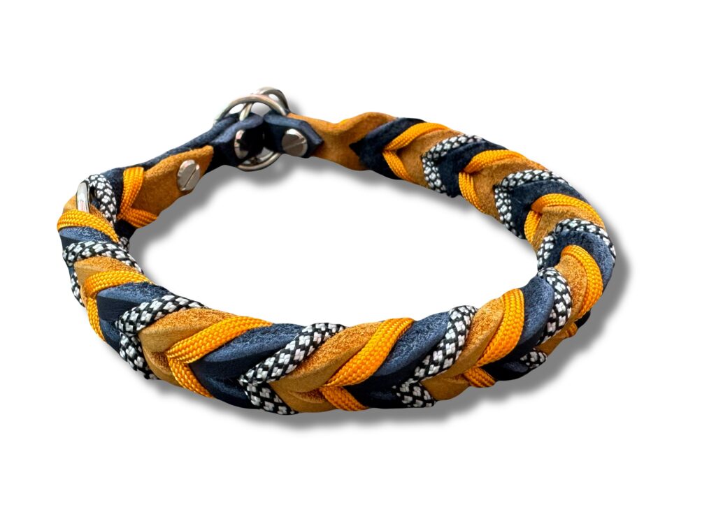 handgefertigtes Halsband Frieda&Me orange blau