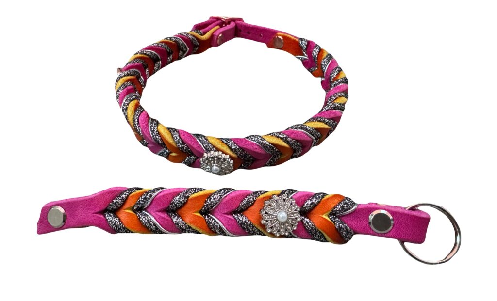 handgefertigtes Halsband Frieda&Me pink